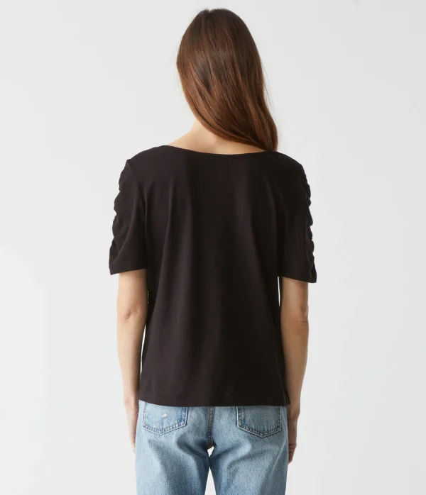 Michael Stars Josie Ruched Sleeve Tee- T-Shirts