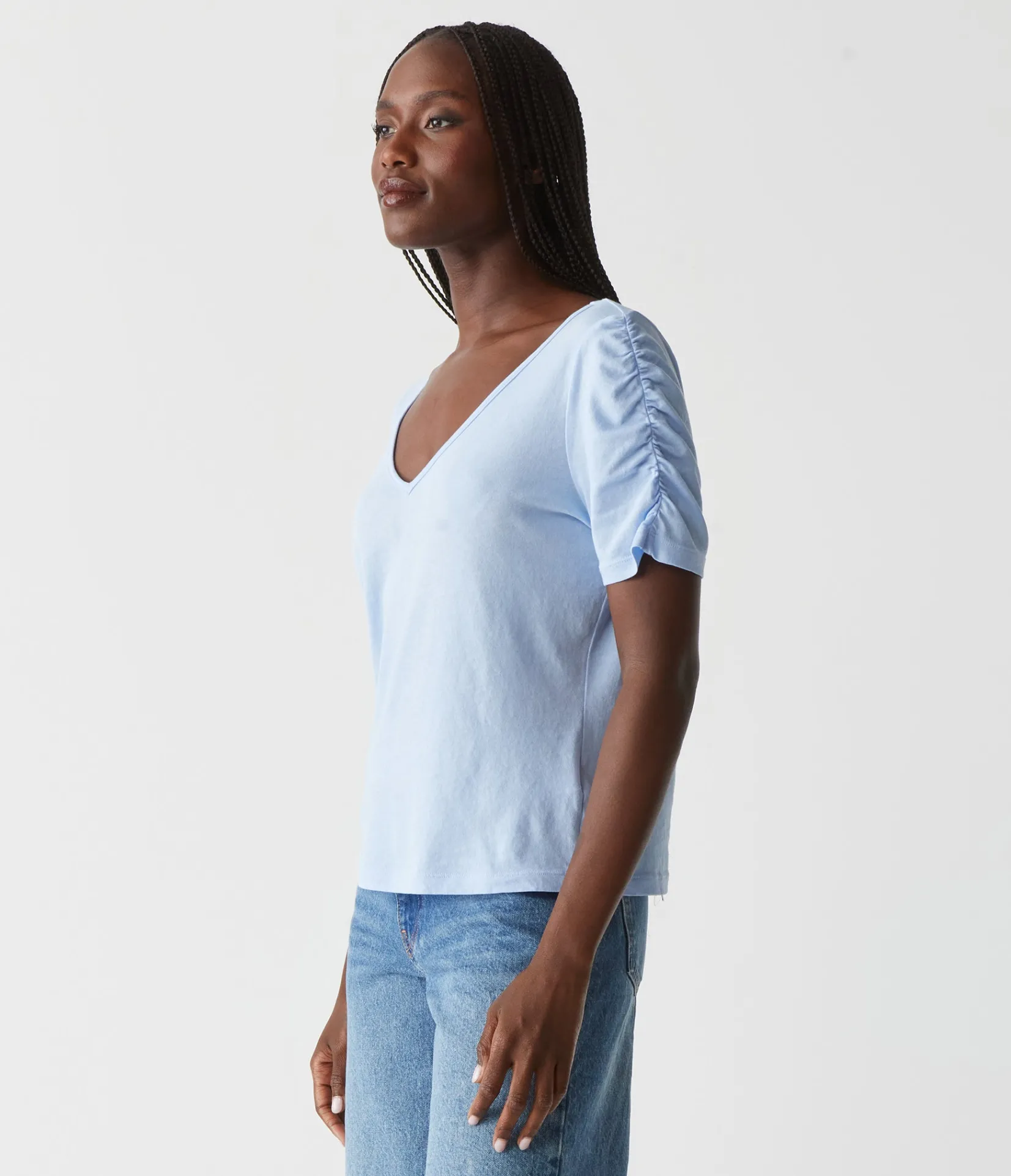 josie_ruched_sleeve_tee_6.webp Michael Stars Josie Ruched Sleeve Tee- T-Shirts