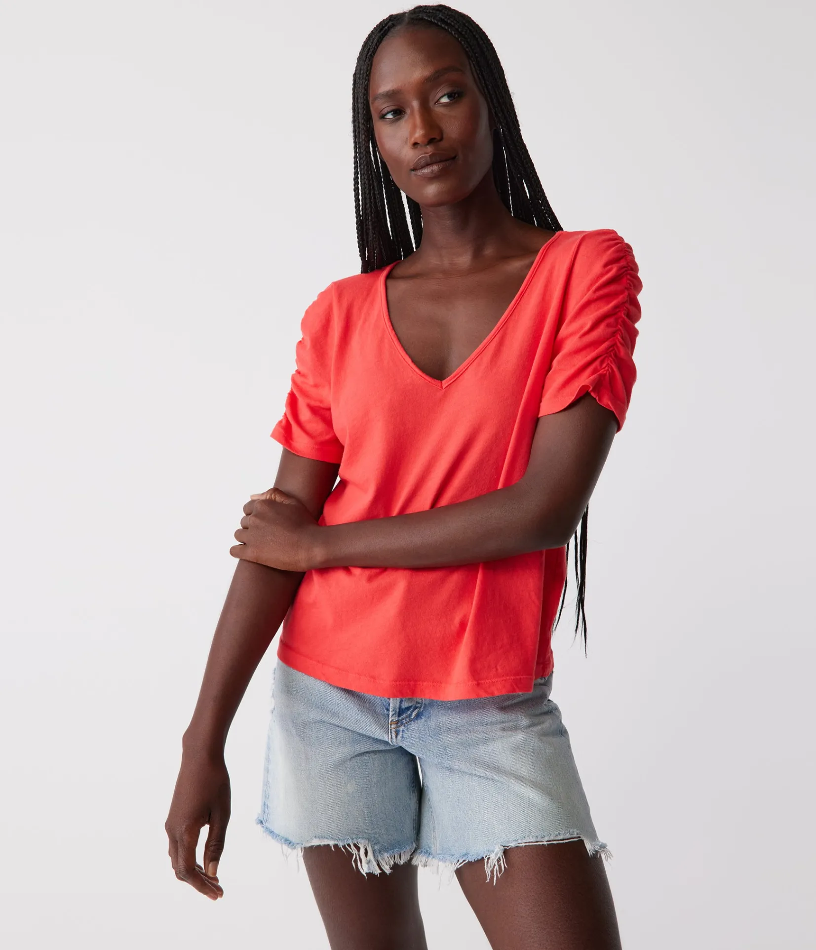 josie_ruched_sleeve_tee_8.webp Michael Stars Josie Ruched Sleeve Tee- T-Shirts