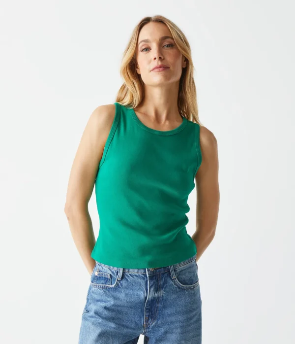 Michael Stars Kendall Cropped Tank- Tank Tops | 1x1 Cotton T-Shirts