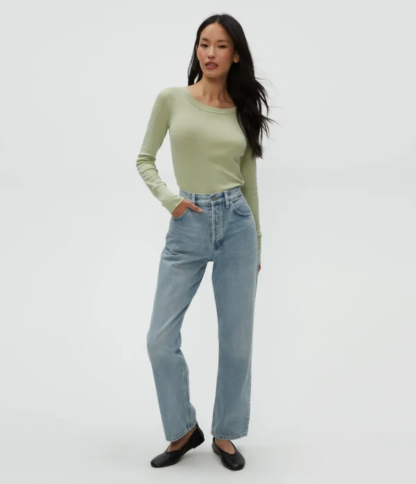 Michael Stars Legacy Supima Tee with Raw Edge- T-Shirts | Supima Cotton T-Shirts