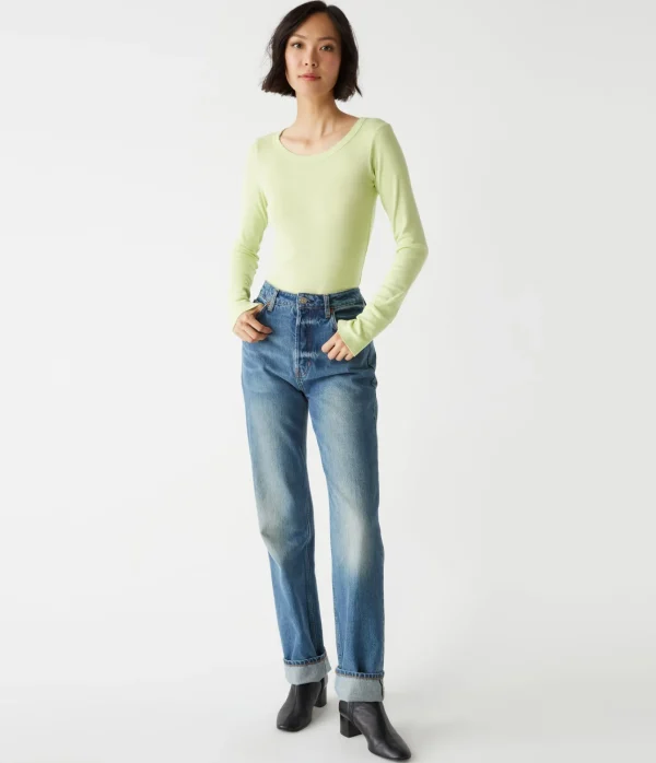 Michael Stars Legacy Supima Tee with Raw Edge- T-Shirts | Supima Cotton T-Shirts