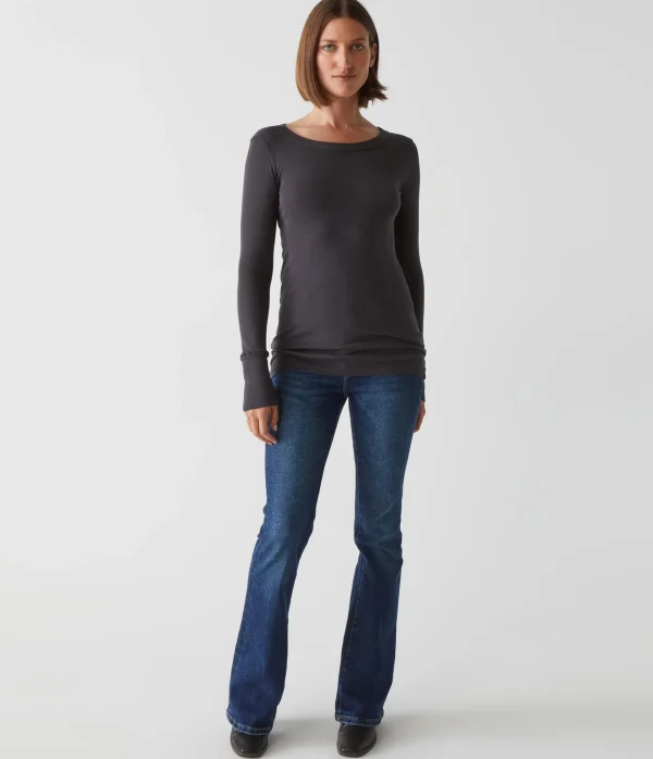 Michael Stars Legacy Supima Tee with Raw Edge- T-Shirts | Supima Cotton T-Shirts