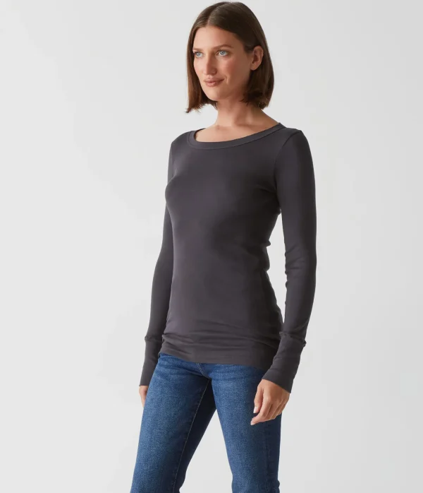 Michael Stars Legacy Supima Tee with Raw Edge- T-Shirts | Supima Cotton T-Shirts