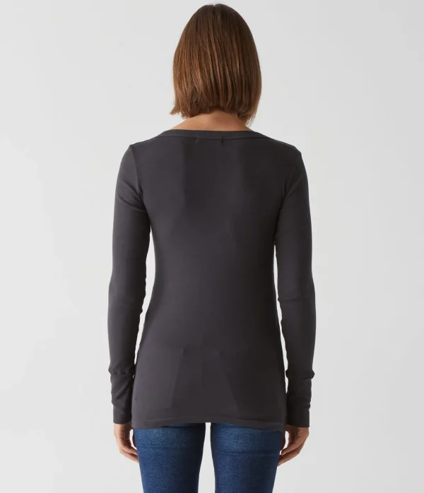 Michael Stars Legacy Supima Tee with Raw Edge- T-Shirts | Supima Cotton T-Shirts