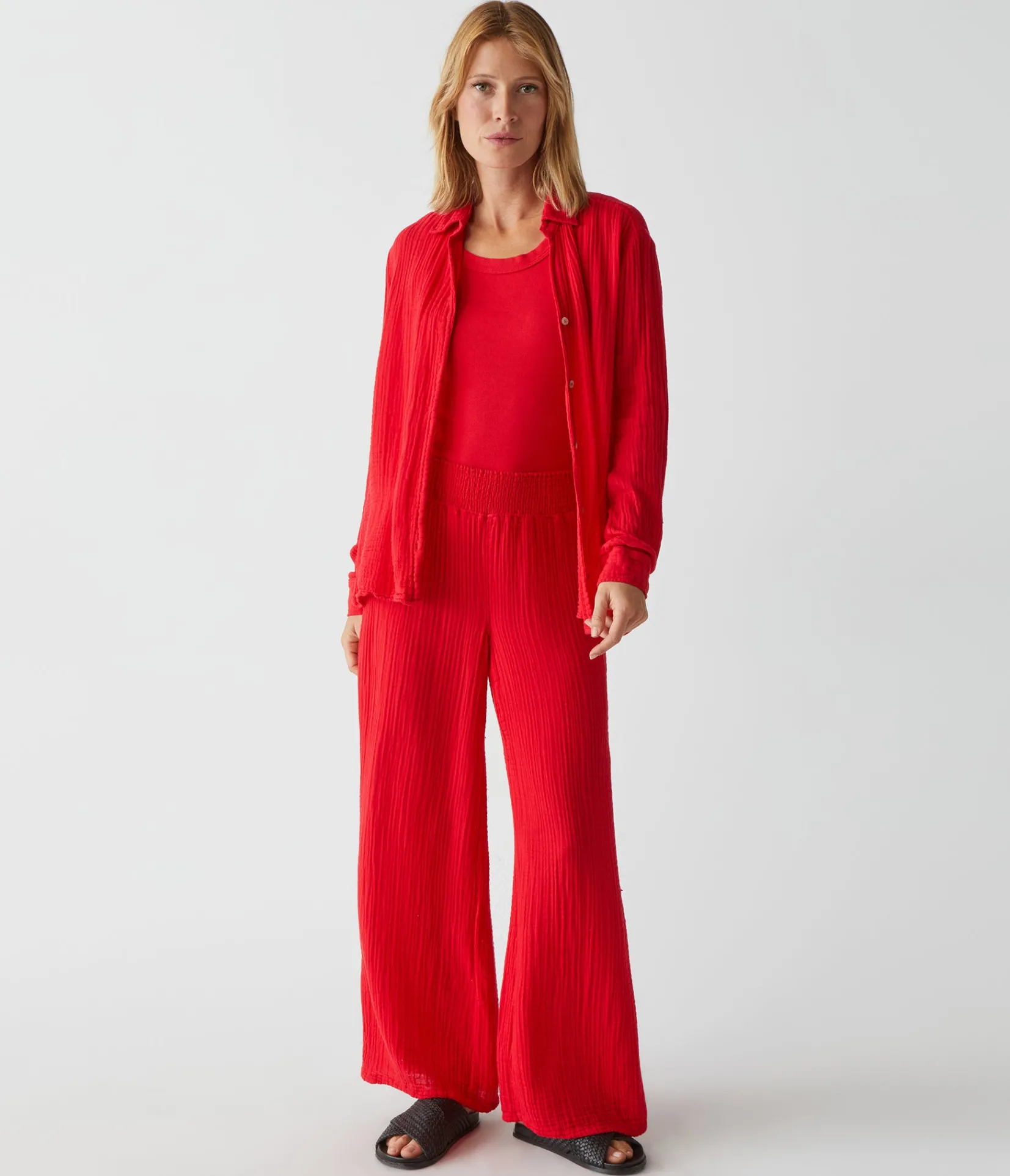 leo_gauze_button_down_shirt_1.webp Michael Stars Leo Gauze Button Down Shirt- Tops, Blouses & Shirts
