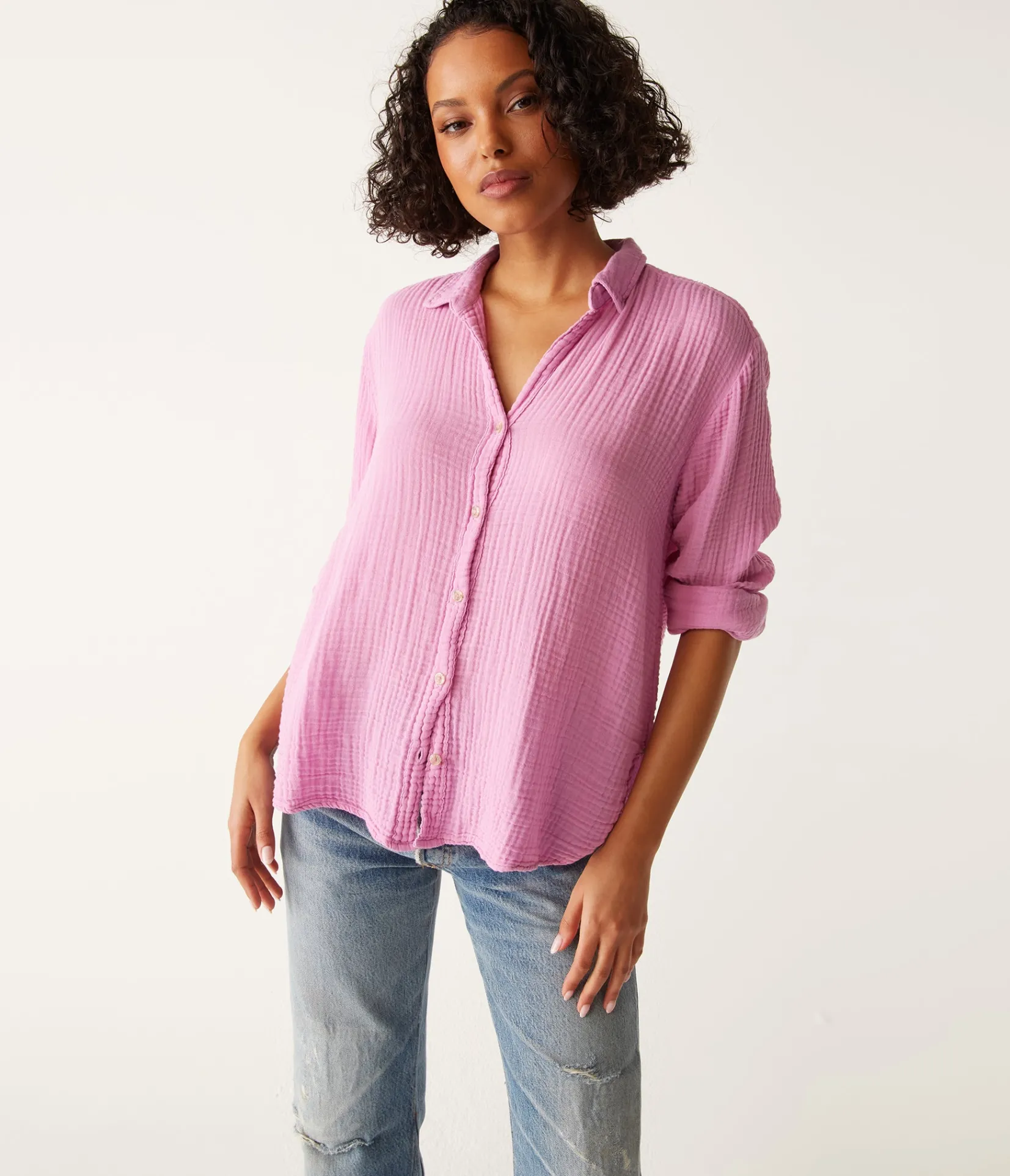leo_gauze_button_down_shirt_21.webp Michael Stars Leo Gauze Button Down Shirt- Tops, Blouses & Shirts