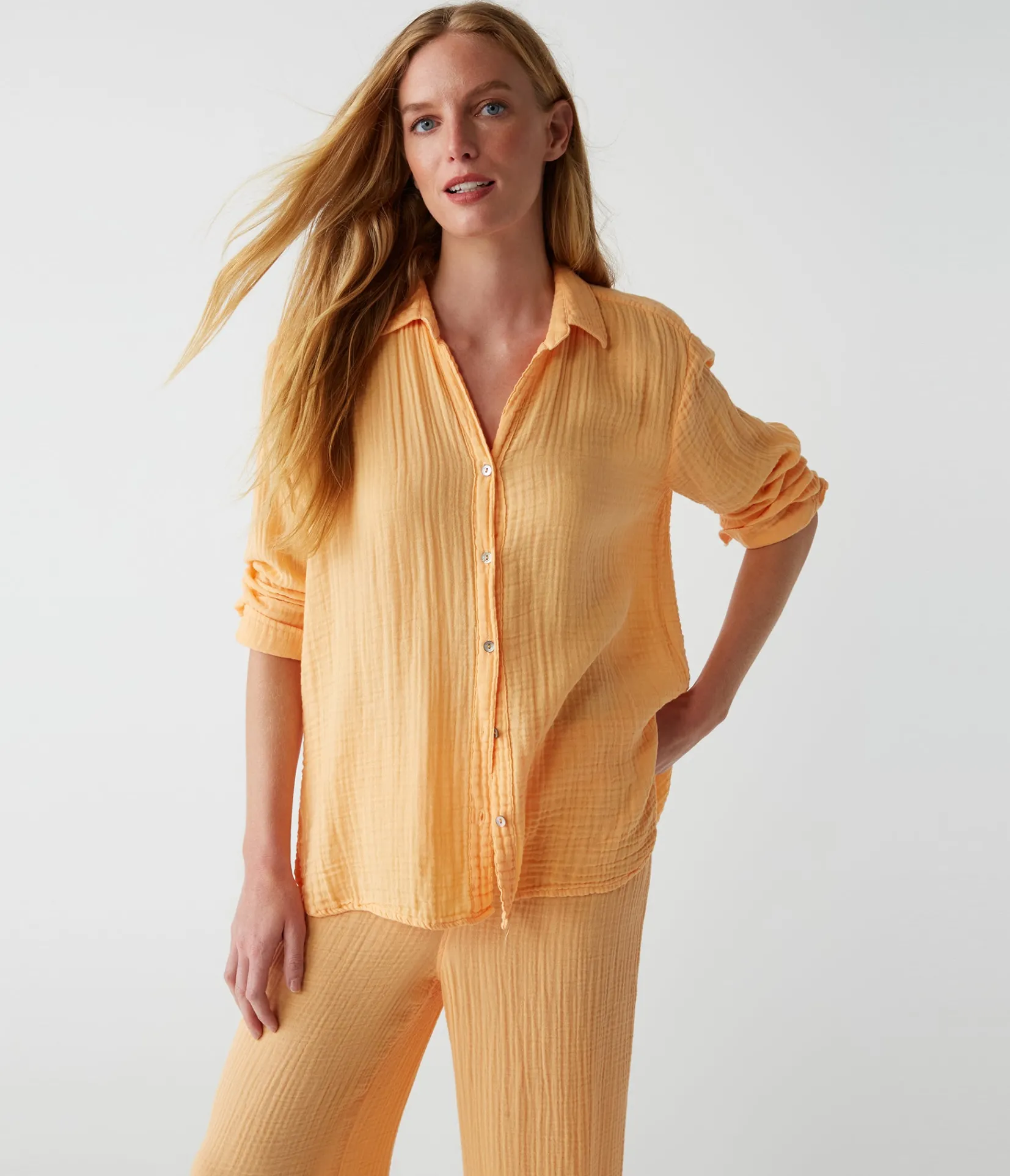 leo_gauze_button_down_shirt_24.webp Michael Stars Leo Gauze Button Down Shirt- Tops, Blouses & Shirts