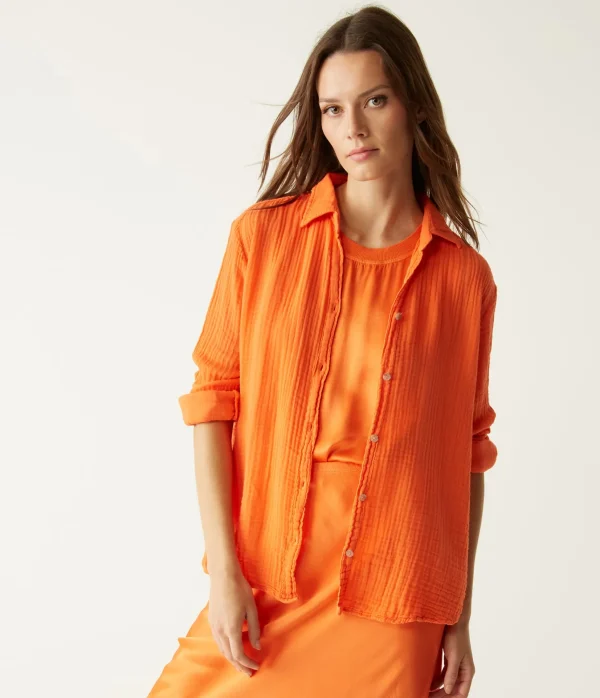 Michael Stars Leo Gauze Button Down Shirt- Tops, Blouses & Shirts