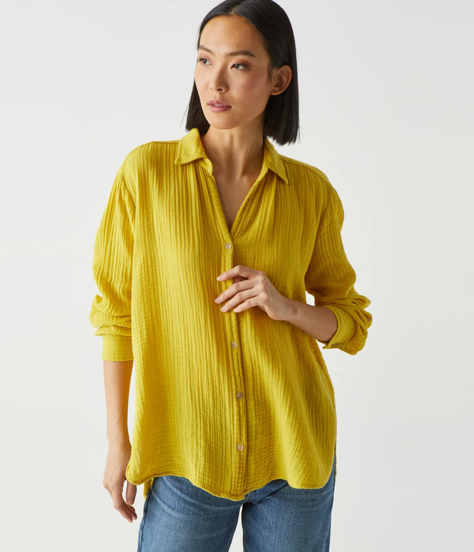 leo_gauze_button_down_shirt_32.webp Michael Stars Leo Gauze Button Down Shirt- Tops, Blouses & Shirts