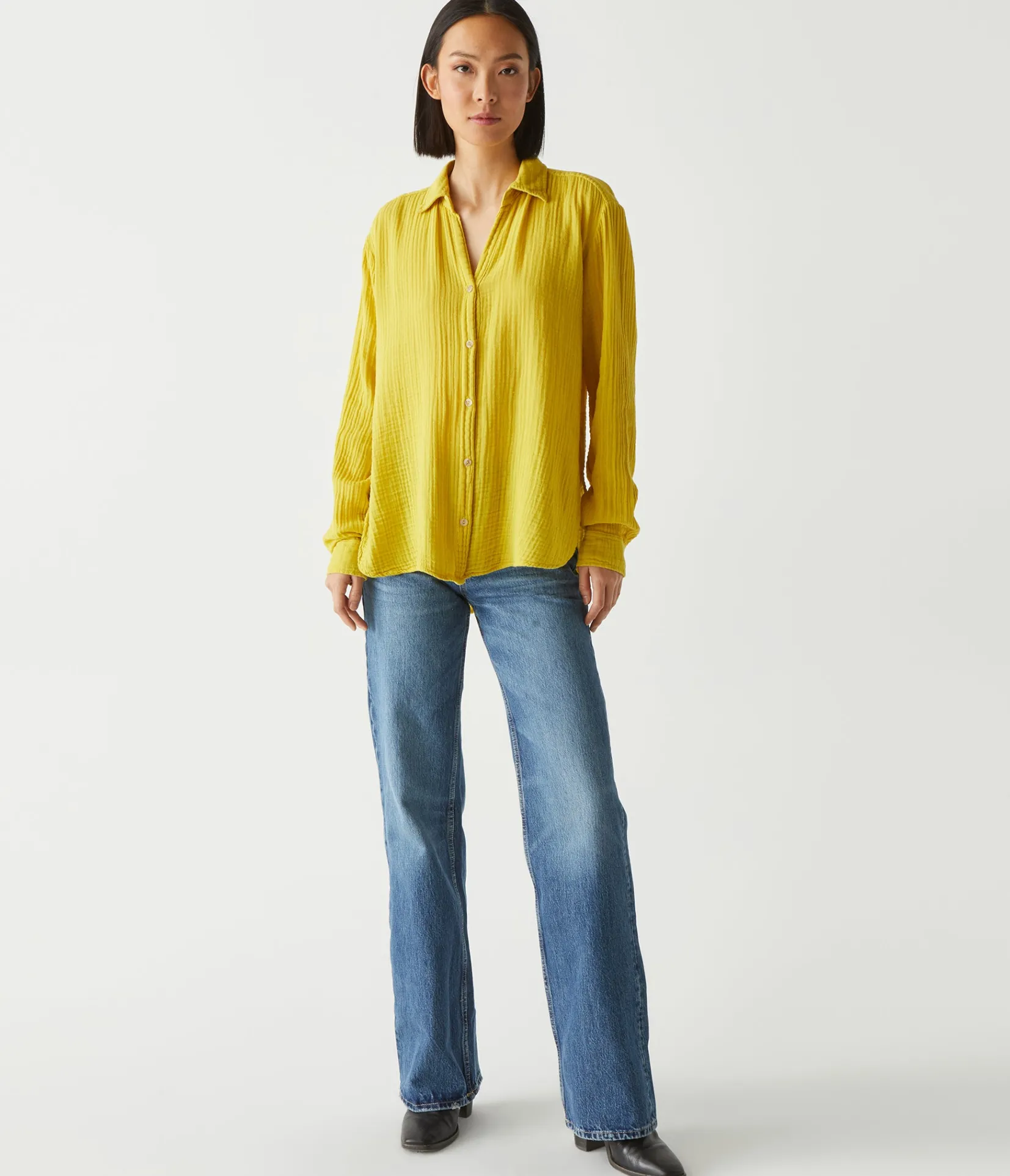 leo_gauze_button_down_shirt_33.webp Michael Stars Leo Gauze Button Down Shirt- Tops, Blouses & Shirts