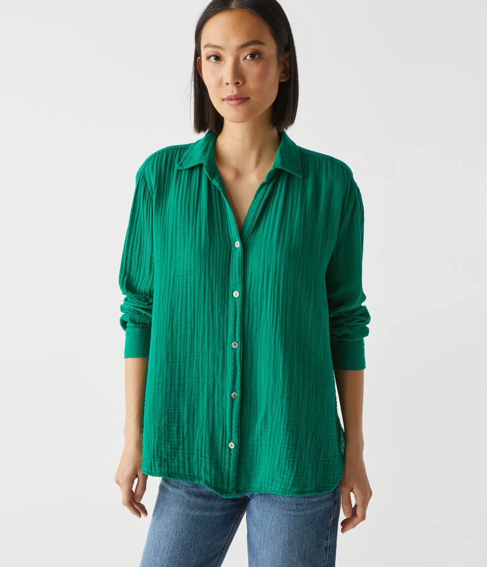 leo_gauze_button_down_shirt_36.webp Michael Stars Leo Gauze Button Down Shirt- Tops, Blouses & Shirts