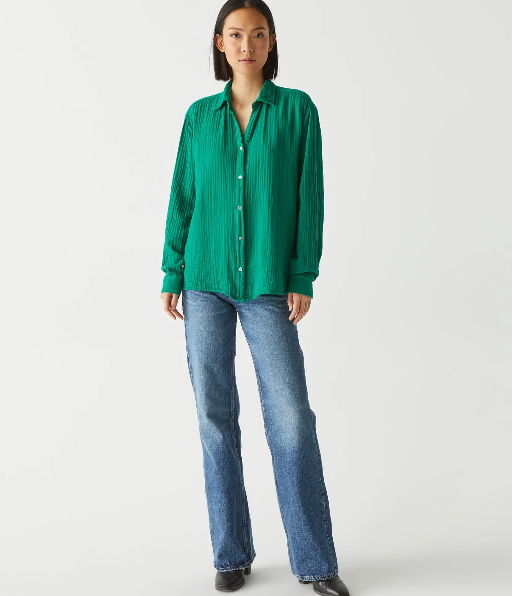 leo_gauze_button_down_shirt_37.webp Michael Stars Leo Gauze Button Down Shirt- Tops, Blouses & Shirts
