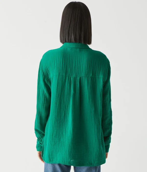 Michael Stars Leo Gauze Button Down Shirt- Tops, Blouses & Shirts