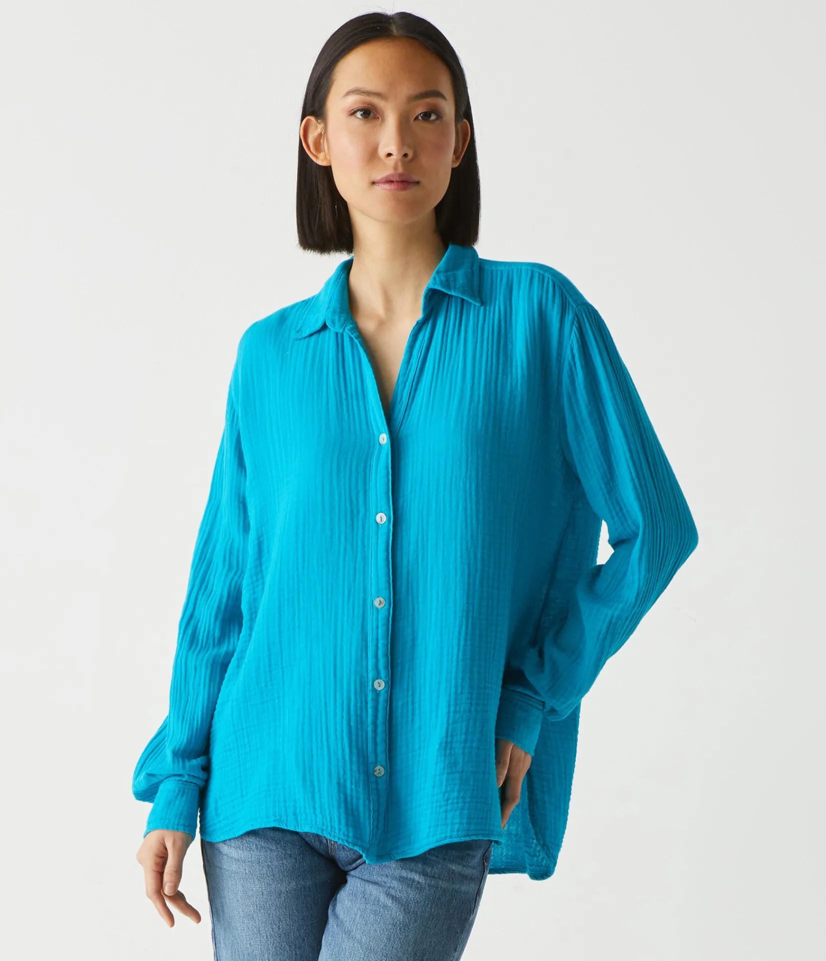 leo_gauze_button_down_shirt_4.webp Michael Stars Leo Gauze Button Down Shirt- Tops, Blouses & Shirts