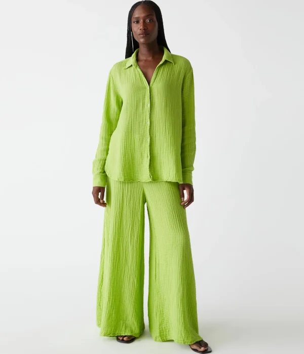 Michael Stars Leo Gauze Button Down Shirt- Tops, Blouses & Shirts