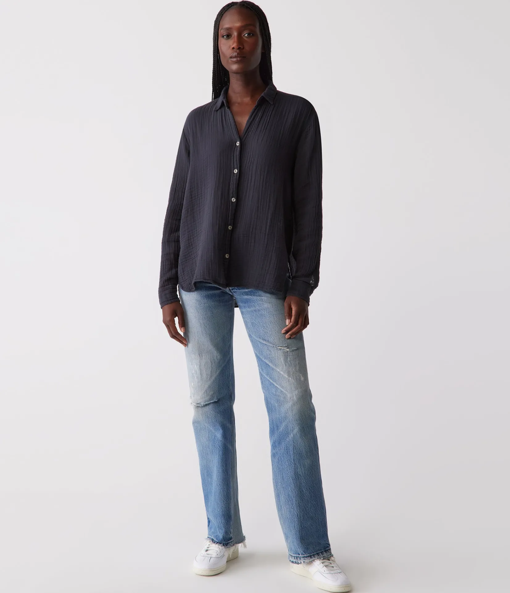 leo_gauze_button_down_shirt_49.webp Michael Stars Leo Gauze Button Down Shirt- Tops, Blouses & Shirts