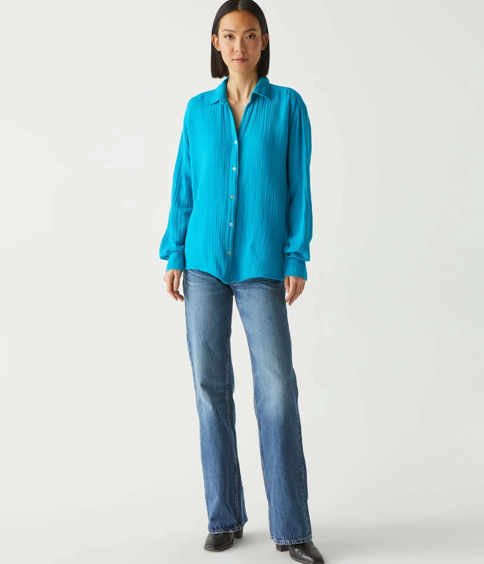 leo_gauze_button_down_shirt_5.webp Michael Stars Leo Gauze Button Down Shirt- Tops, Blouses & Shirts