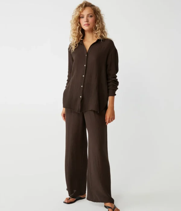 Michael Stars Leo Gauze Button Down Shirt- Tops, Blouses & Shirts