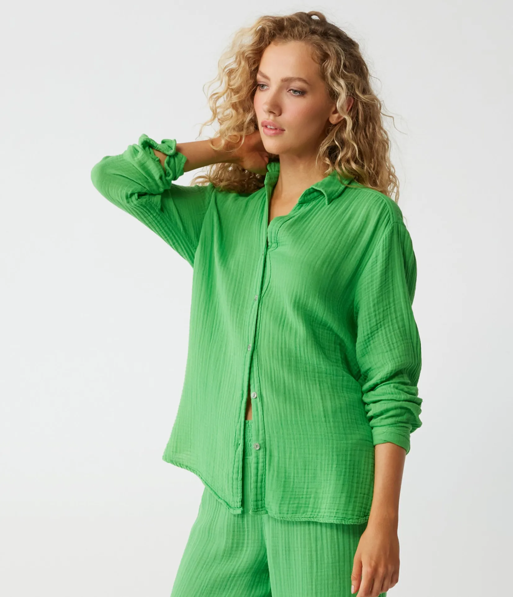 leo_gauze_button_down_shirt_58.webp Michael Stars Leo Gauze Button Down Shirt- Tops, Blouses & Shirts