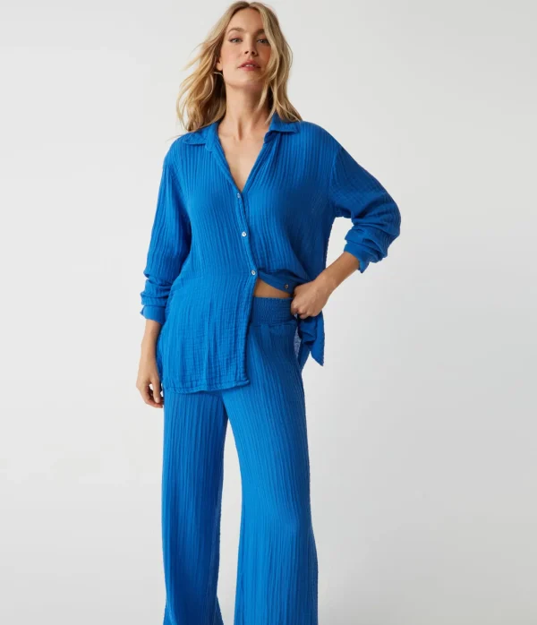 Michael Stars Leo Gauze Button Down Shirt- Tops, Blouses & Shirts