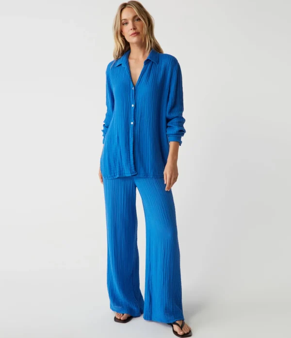 Michael Stars Leo Gauze Button Down Shirt- Tops, Blouses & Shirts