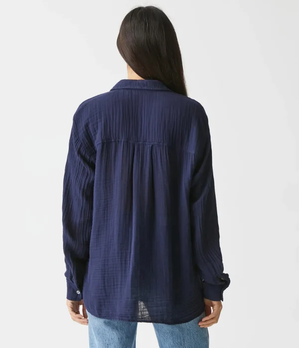 Michael Stars Leo Gauze Button Down Shirt- Tops, Blouses & Shirts