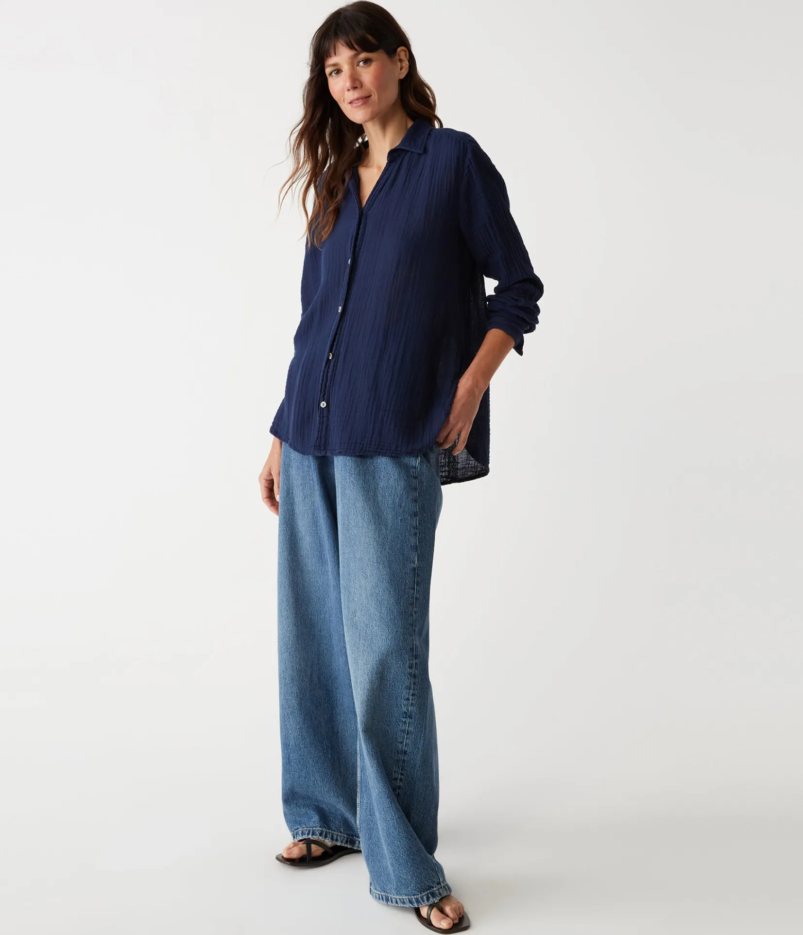 leo_gauze_button_down_shirt_69.webp Michael Stars Leo Gauze Button Down Shirt- Tops, Blouses & Shirts
