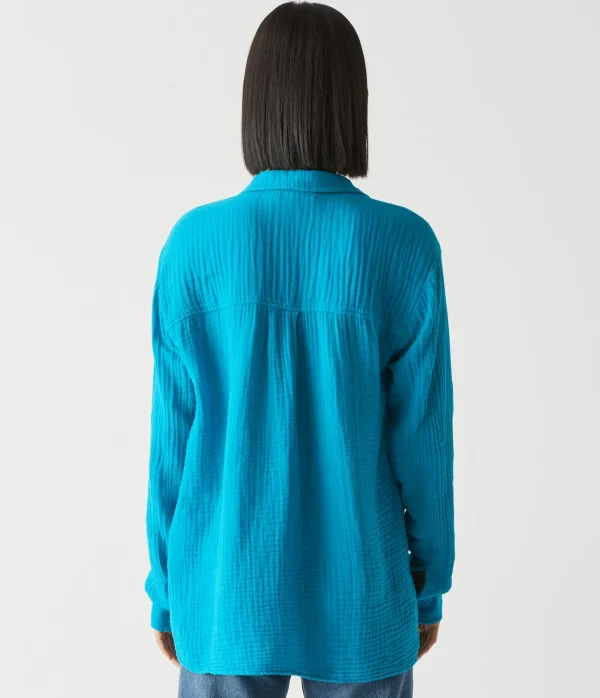 Michael Stars Leo Gauze Button Down Shirt- Tops, Blouses & Shirts