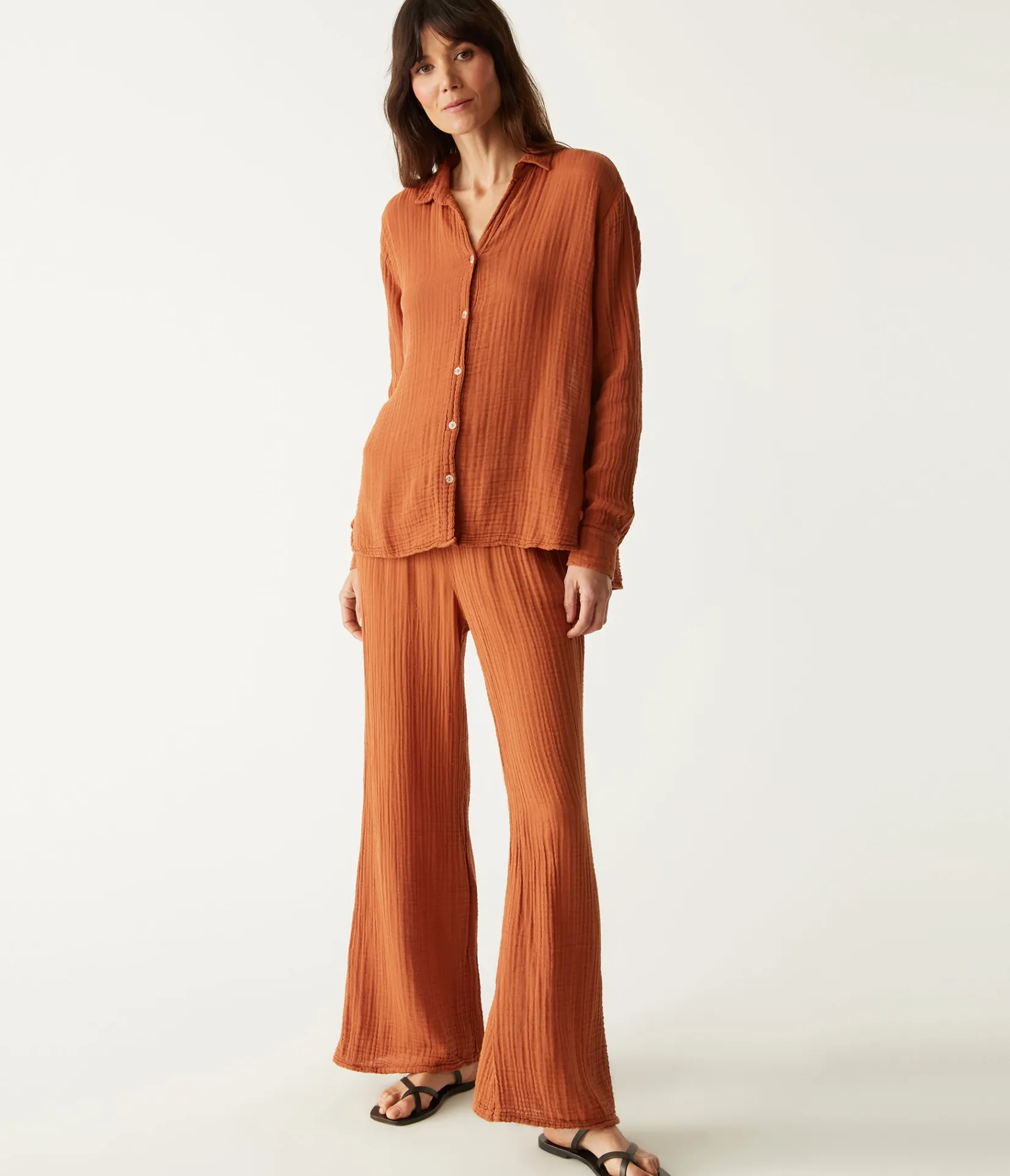 leo_gauze_button_down_shirt_74.webp Michael Stars Leo Gauze Button Down Shirt- Tops, Blouses & Shirts
