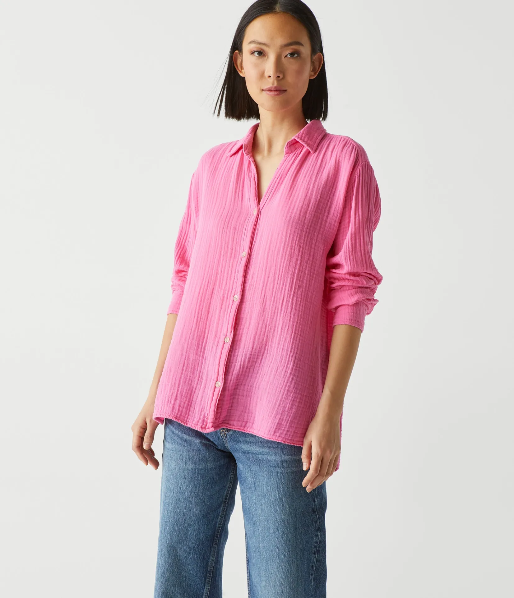 leo_gauze_button_down_shirt_76.webp Michael Stars Leo Gauze Button Down Shirt- Tops, Blouses & Shirts