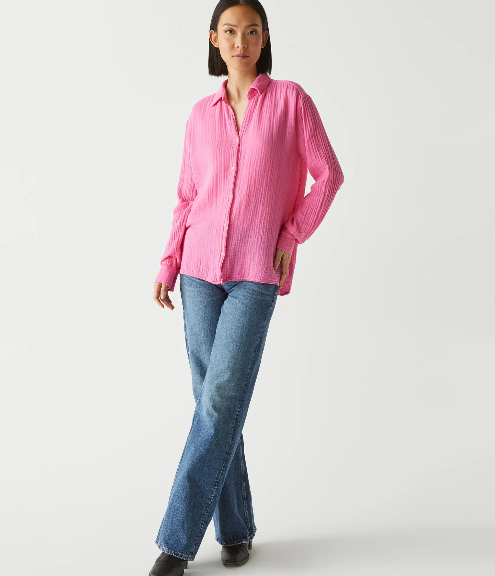 leo_gauze_button_down_shirt_78.webp Michael Stars Leo Gauze Button Down Shirt- Tops, Blouses & Shirts