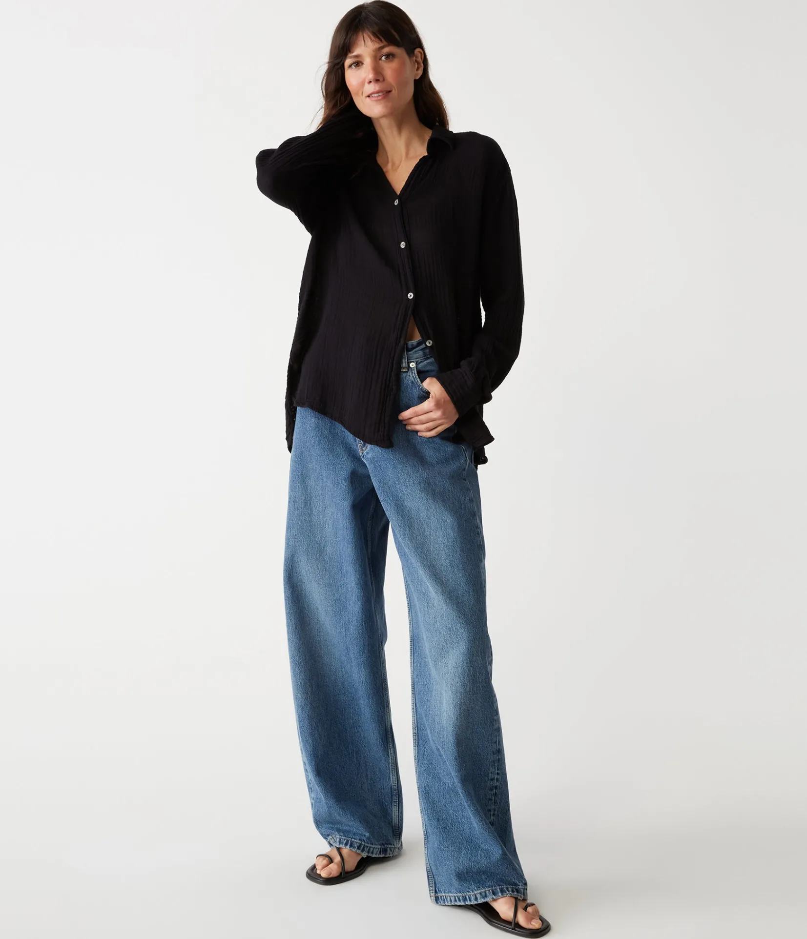 leo_gauze_button_down_shirt_9.webp Michael Stars Leo Gauze Button Down Shirt- Tops, Blouses & Shirts