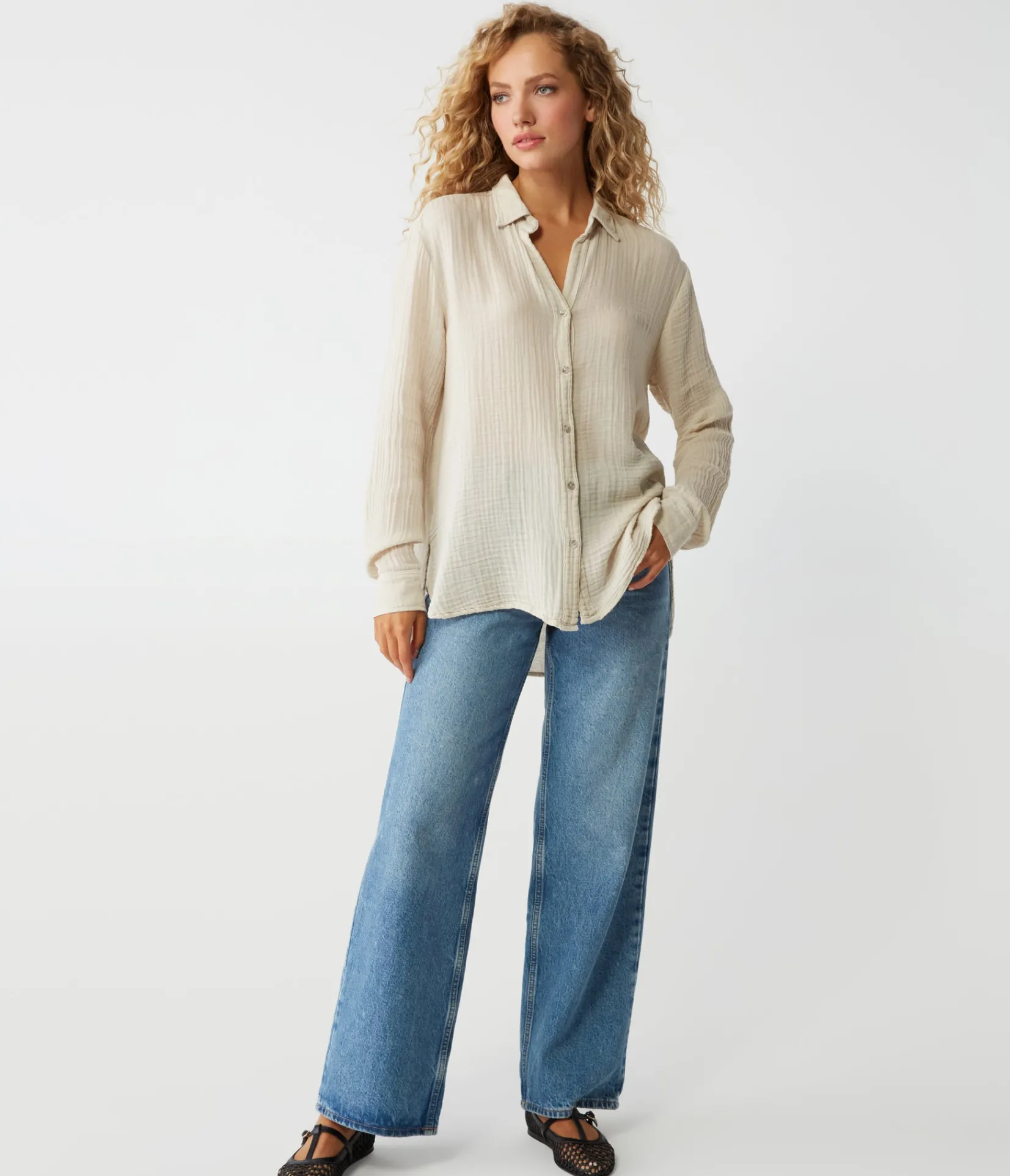 leo_gauze_button_down_shirt_97.webp Michael Stars Leo Gauze Button Down Shirt- Tops, Blouses & Shirts