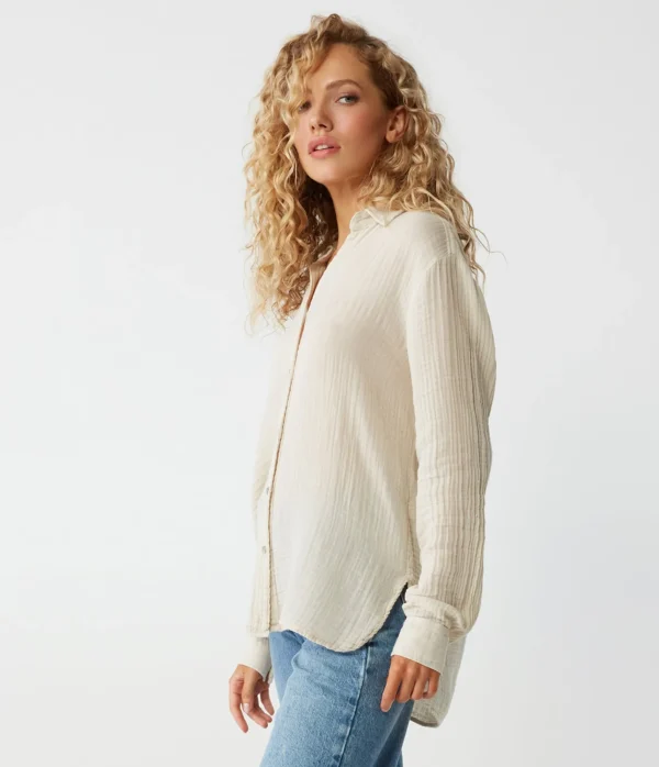 Michael Stars Leo Gauze Button Down Shirt- Tops, Blouses & Shirts