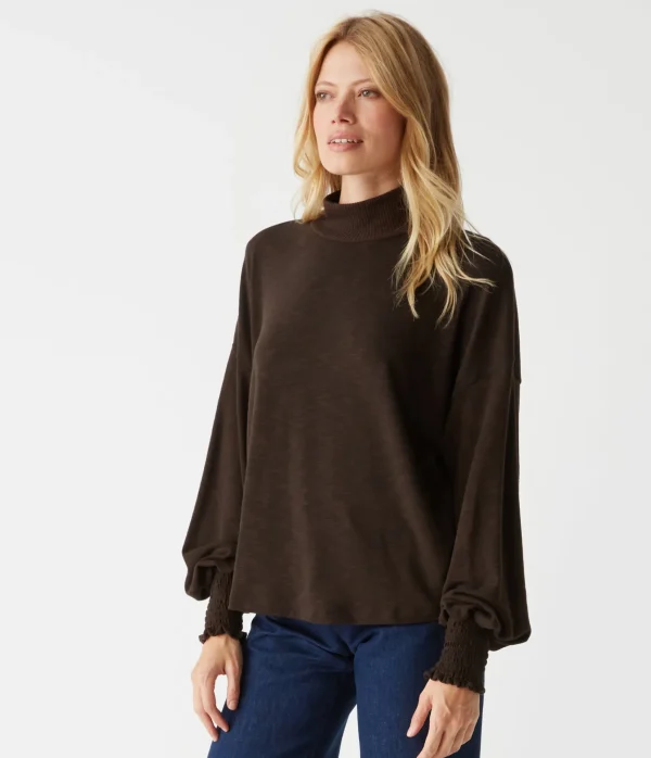 Michael Stars Lila Mock Neck Top- T-Shirts