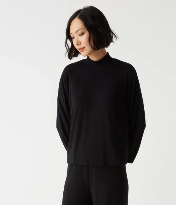 Michael Stars Lila Mock Neck Top- T-Shirts