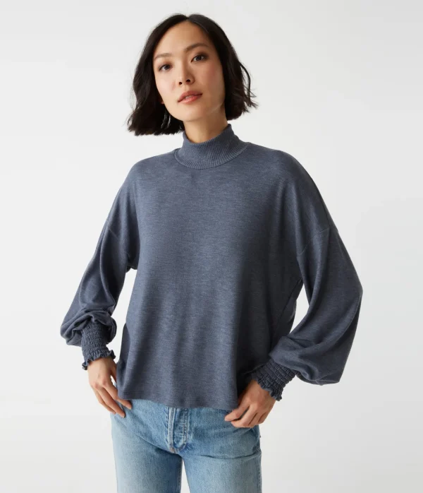 Michael Stars Lila Mock Neck Top- T-Shirts
