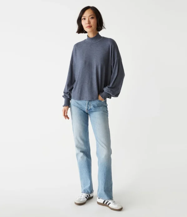 Michael Stars Lila Mock Neck Top- T-Shirts