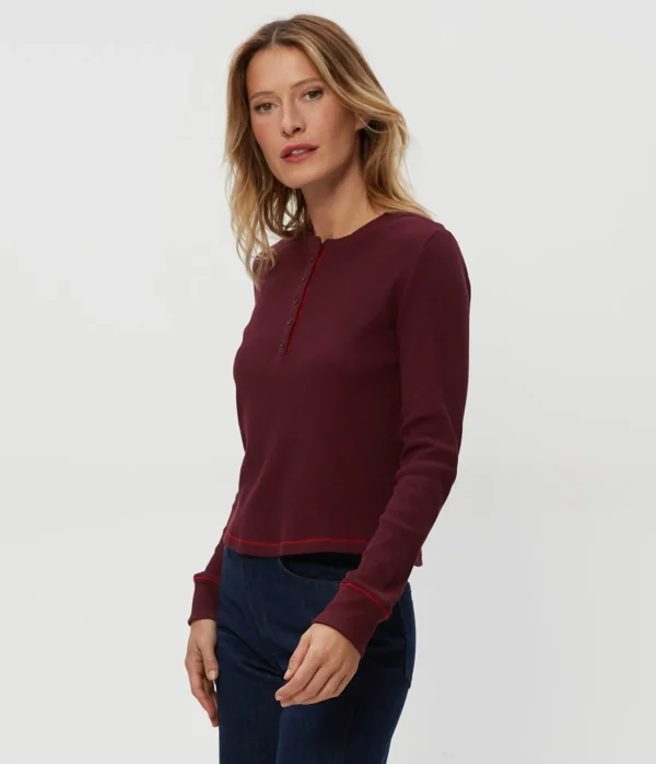 Michael Stars Lina Thermal Henley Tee- T-Shirts | Loungewear