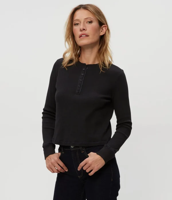 Michael Stars Lina Thermal Henley Tee- T-Shirts | Loungewear