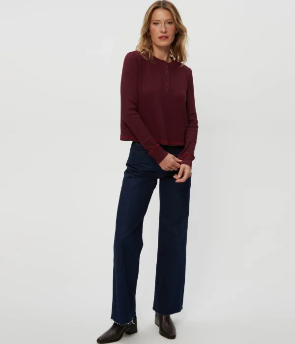 Michael Stars Lina Thermal Henley Tee- T-Shirts | Loungewear