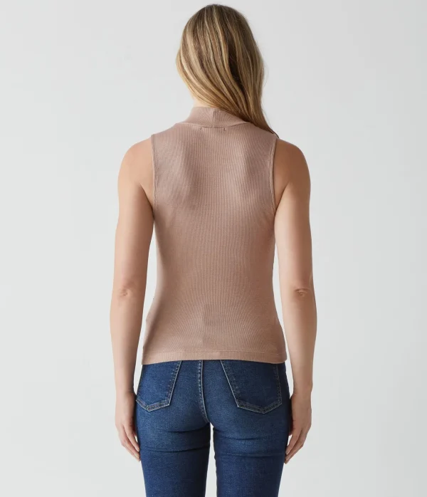 Michael Stars Lino Shine Mock Neck Tank- Tank Tops