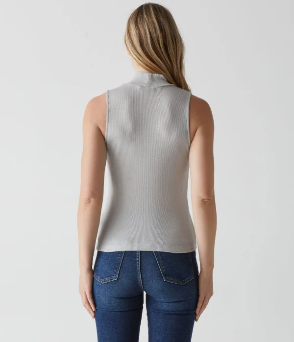 Michael Stars Lino Shine Mock Neck Tank- Tank Tops