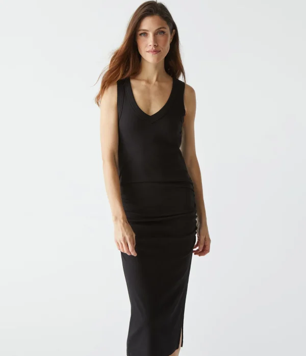 Michael Stars Lori Ribbed V-Neck Dress- Dresses | Midi Dresses