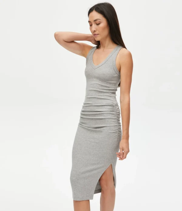 Michael Stars Lori Ribbed V-Neck Dress- Dresses | Midi Dresses