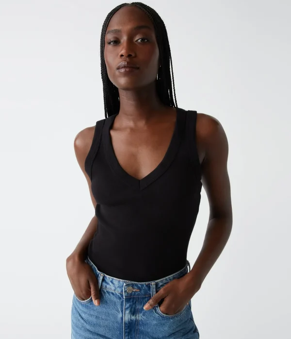 Michael Stars Maya V-Neck Tank- Tank Tops | 1x1 Cotton T-Shirts