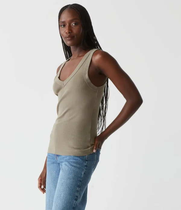 Michael Stars Maya V-Neck Tank- Tank Tops | 1x1 Cotton T-Shirts