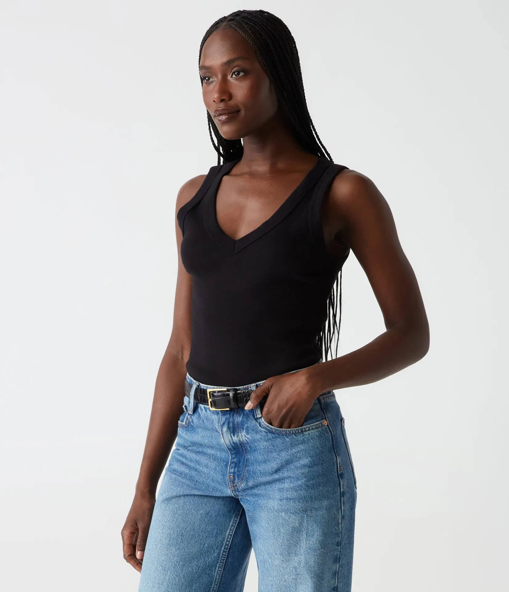 maya_vneck_tank_2.webp Michael Stars Maya V-Neck Tank- Tank Tops | 1x1 Cotton T-Shirts
