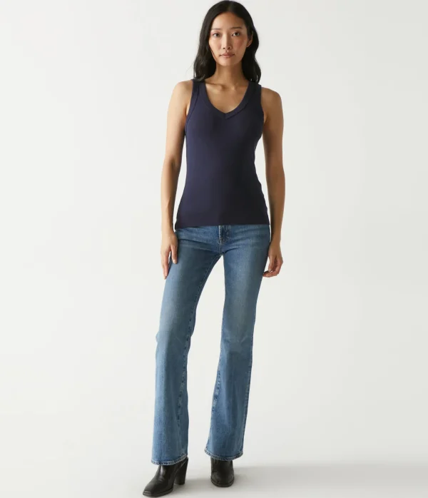 Michael Stars Maya V-Neck Tank- Tank Tops | 1x1 Cotton T-Shirts